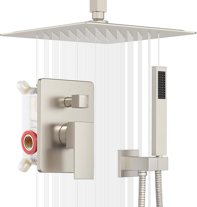 ESNBIA Ceiling Shower System, All Metal Shower Faucet set by esnbia