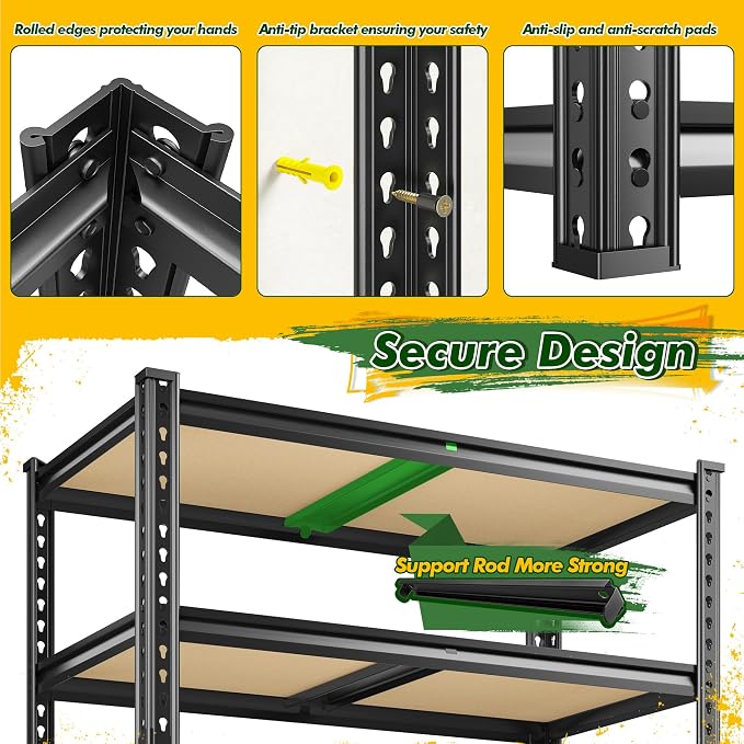72.1" H Garage Shelving 2030LBS Garage Storage Shelves, 5 Tier Adjustable Metal - Image 6