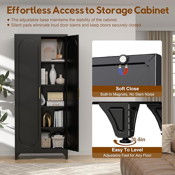 75" Tall Pantry Storage Cabinet, Tall Kitchen Pantry Storage Cabinet - Image 4