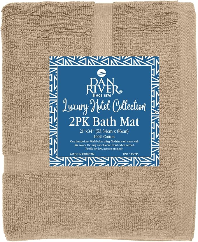 DAN RIVER Classic Cotton Bath Mats Set of 2 – Not a Bathroom Rug, Ultra Soft - Image 4