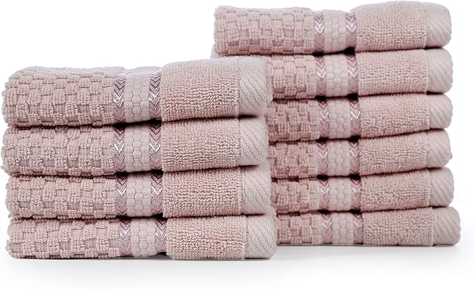 Ample Decor 100% Cotton Soft Pink Washcloths Set of 10- Super Soft, Highly - Image 7