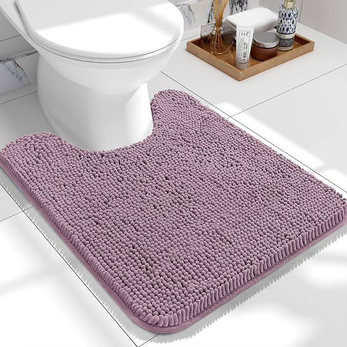 OLANLY Toilet Rugs U-Shaped 24x20, Extra Soft Absorbent Chenille Contour by OLANLY