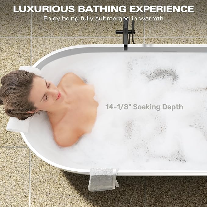 Abruzzo 63" Freestanding Bathtub Solid Surface - Image 4