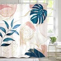 Pink Blue Boho Shower Curtain Modern Abstract Tropical Palm Leaves Bohemian by MitpokBrand