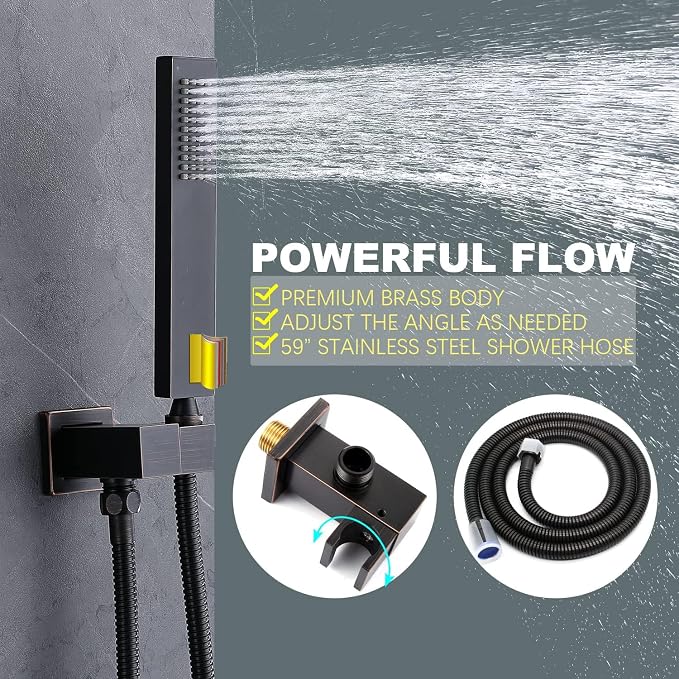 Shower System Oil Rubbed Bronze Shower Faucet Set 12 Inch Wall Mounted Full - Image 3