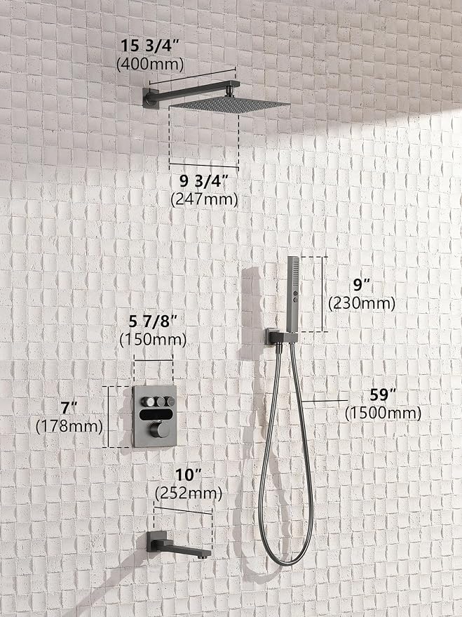 Lefton Shower System in Fahrenheit Display, 10” Overhead Shower Head - Image 8