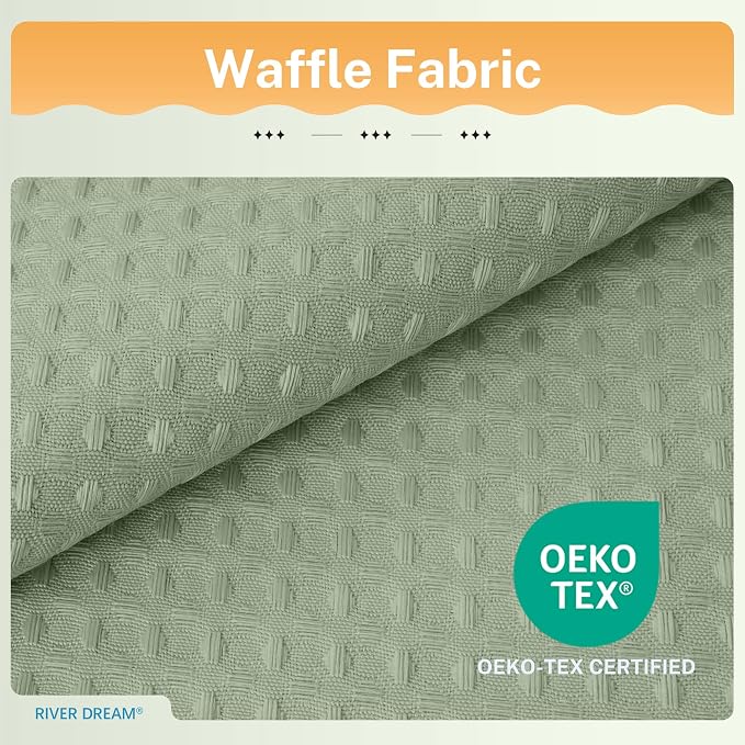 River Dream 3 in 1 Shower Curtain Set, Extra Long Waffle Fabric Shower Curtain - Image 5