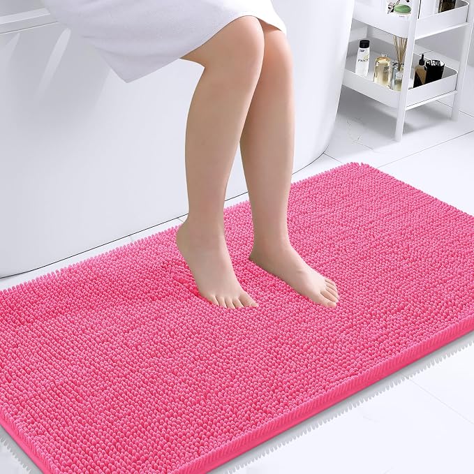 OLANLY Bathroom Rugs 44x24, Extra Soft Absorbent Chenille Bath Rugs, Rubber by OLANLY