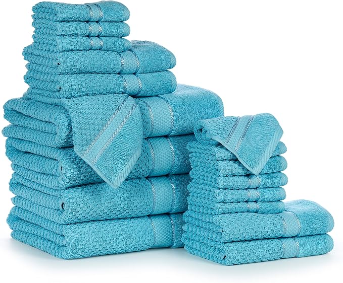 Ample Decor Bathroom Towel Set of 18-4 Bath Towel, 4 Hand Towel, 10 Wash Cloths - Image 9