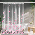 Clear Pink Floral Shower Curtain Liner, Cute Plastic Transparent Cherry Blossom by CAPQL