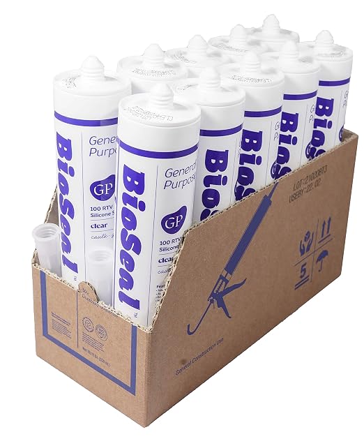 Clear BioSeal Waterproof Caulk & Sealant 100% RTV Silicone Sealant, 10oz - Image 2