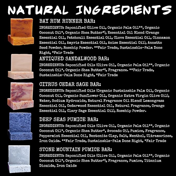 BLUEBYRD SOAP Men's Natural Bar Soap Gift Set | Masculine Soap Bars Variety Pack - Image 7