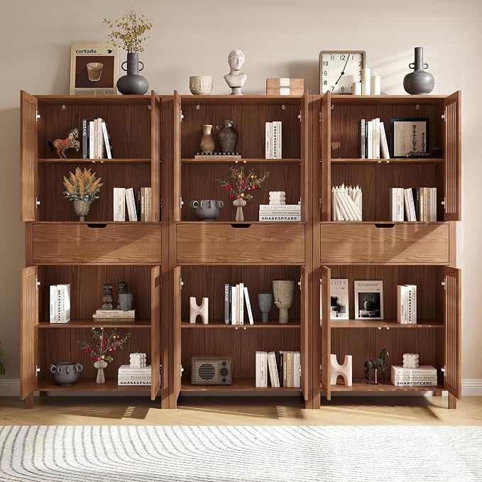 Set of 3 Rustic Brown 69" Tall Farmhouse Storage Cabinet - Image 5