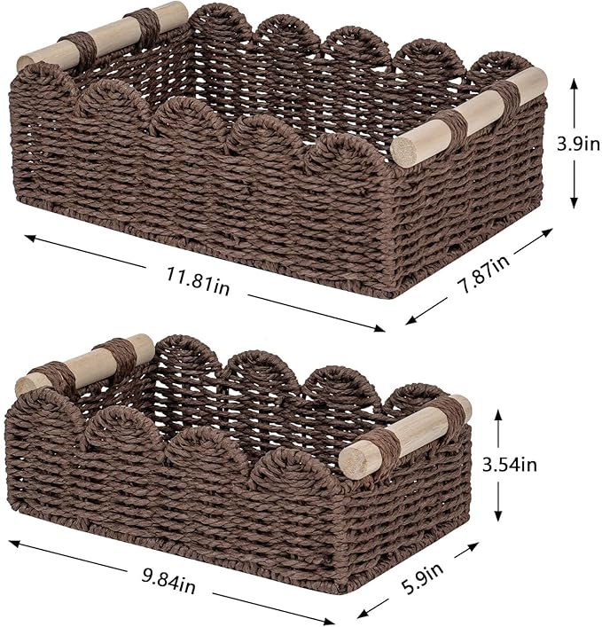 CubesLand Paper Rope Scalloped Edge Shelves Baskets Set 2, Idea - Image 8