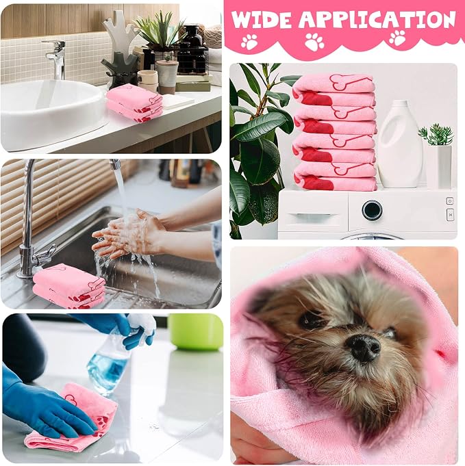 Chumia 4 Pcs Dog Towels for Drying Dog Puppy Bulk Microfiber Absorbent Paw - Image 6