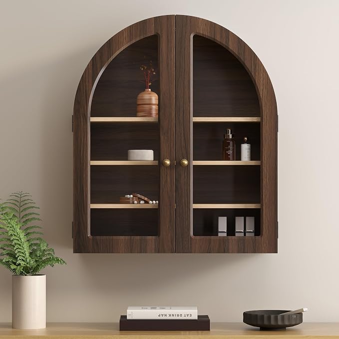 Large Arched Bathroom Wall Cabinet Wooden Medicine Cabinet - Image 7