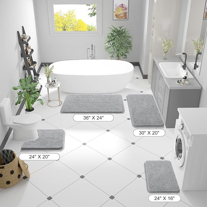 OLANLY Bathroom Rugs 40x32, Extra Soft Absorbent Chenille Bath Rugs, Rubber - Image 2