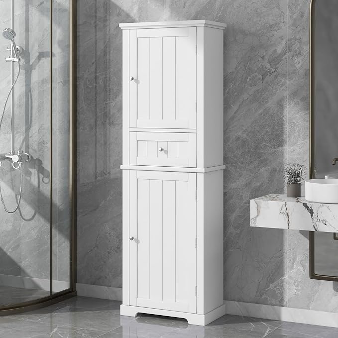 GERRIT 67.3" Tall Linen Storage Cabinet, Modern Freestanding - Image 3