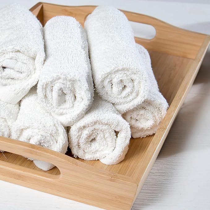 GOLD TEXTILES 24 Pack Economy White Washcloths Set - Image 6
