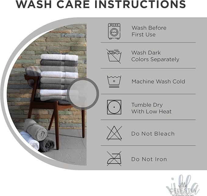 100% Cotton Bath Towel Set of 18-4 Bath Towels, 6 Hand Towels, 8 Wash Cloths - Image 6