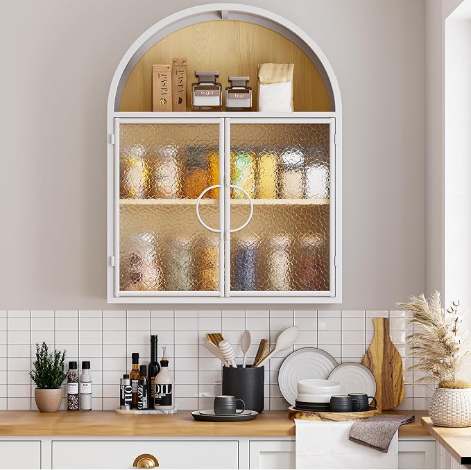 BECHAEO Arched Wall Cabinet Over Toilet Bathroom Organizer, No Assembly Metal - Image 6