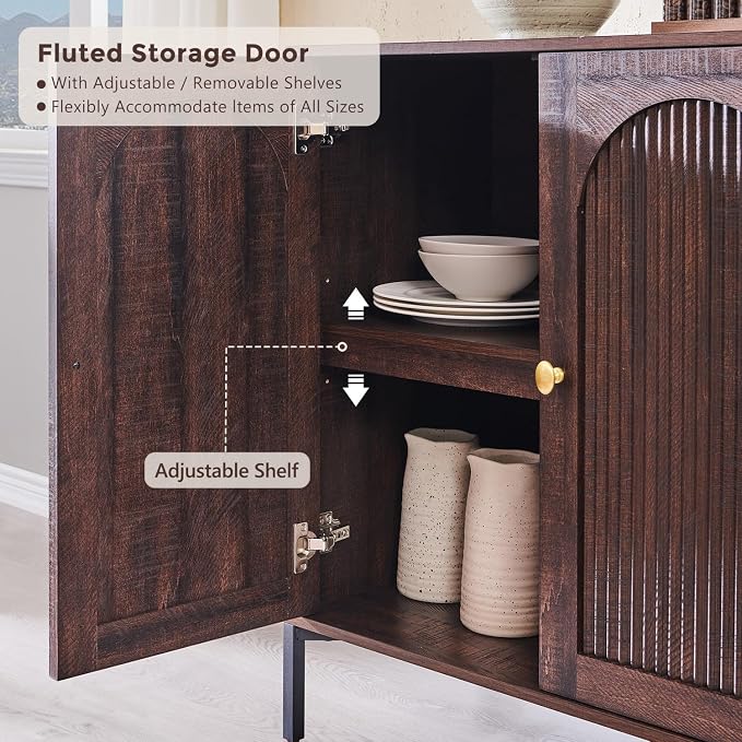 Bathroom Cabinet with Storage, 92.63" W Fluted Arched Free Standing Floor - Image 6