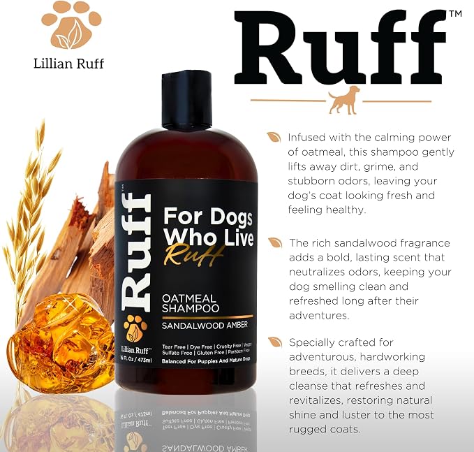 RUFF by Lillian Ruff Oatmeal Dog Shampoo | Sandalwood Amber | Professional Dog - Image 3