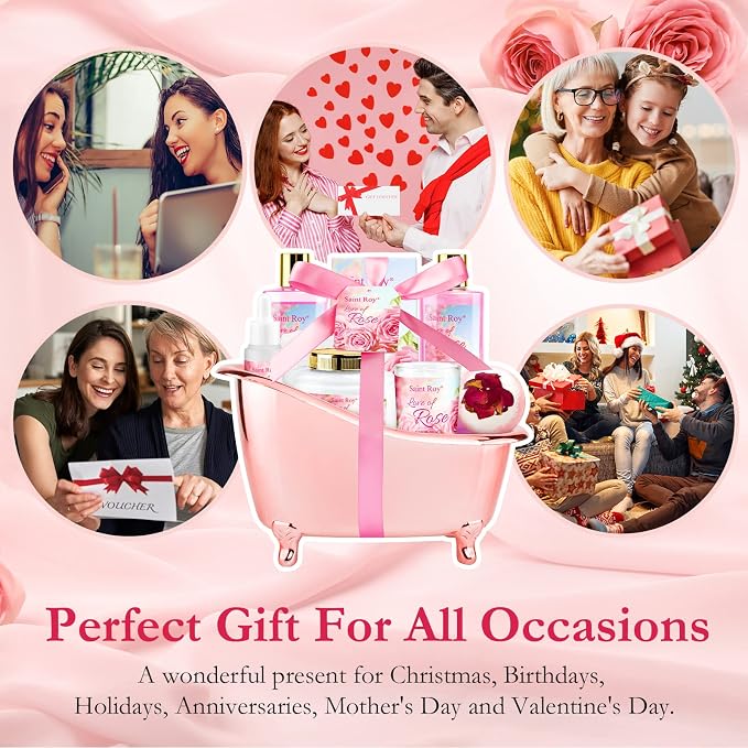 Bath Kit Christmas Gifts for Women, Spa Gifts bath Gift for Her Rose Mother Gift - Image 5
