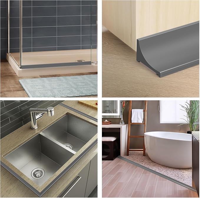 67Inch Shower Threshold Water Dam, Self-Adhesive Silicone Shower Barrier Water - Image 4