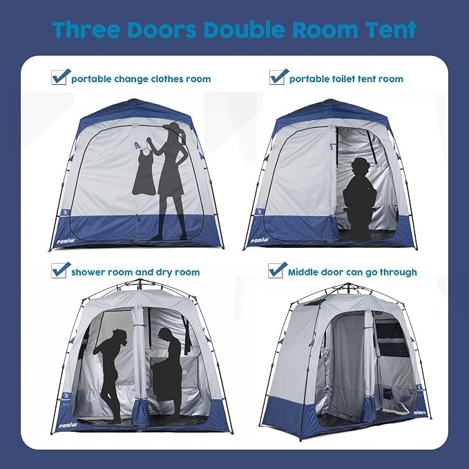 Camping Shower Tent Deluxe Changing Room Easy Set Up Privacy Shelter, Large - Image 6