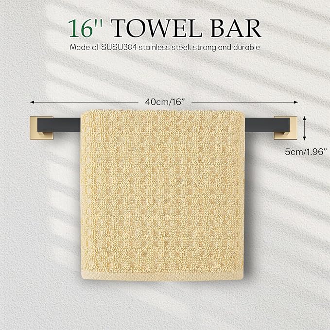 Black and Gold Bathroom Hardware Accessories Set 5-Pieces Towel Bar Set - Image 2