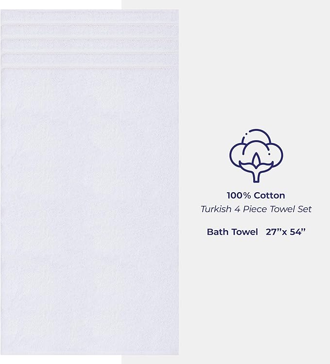 American Soft Linen Luxury 4 Piece Bath Towel Set, 600 GSM 100% Cotton Turkish - Image 5