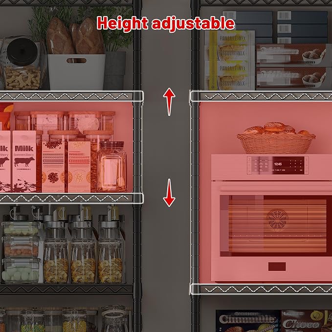 REIBII 45.8''W Storage Shelves 5 Tier Wire Shelving Metal Shelves - Image 7