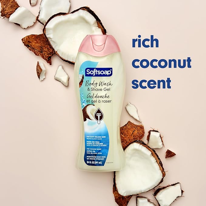 Softsoap Moisturizing Body Wash and Shave Gel, Rich Coconut Scent, 20 fl oz - Image 4