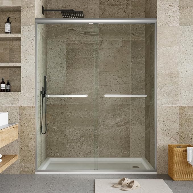 50-60" W x 72" H Bypass Shower Door, Aluminum Alloy Frame, Dual 6mm Tempered - Image 8