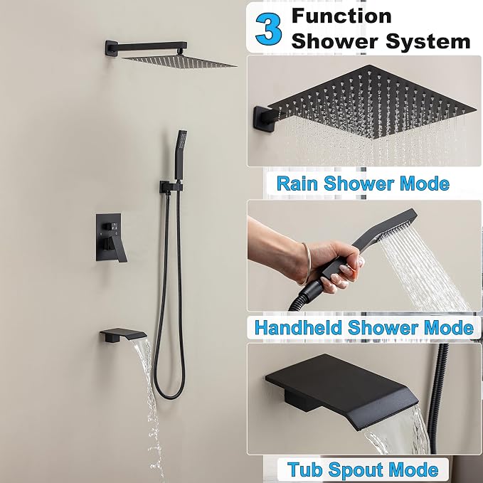 10 Inch Shower Faucet Set with Tub Spout Wall Mounted Shower System - Image 2