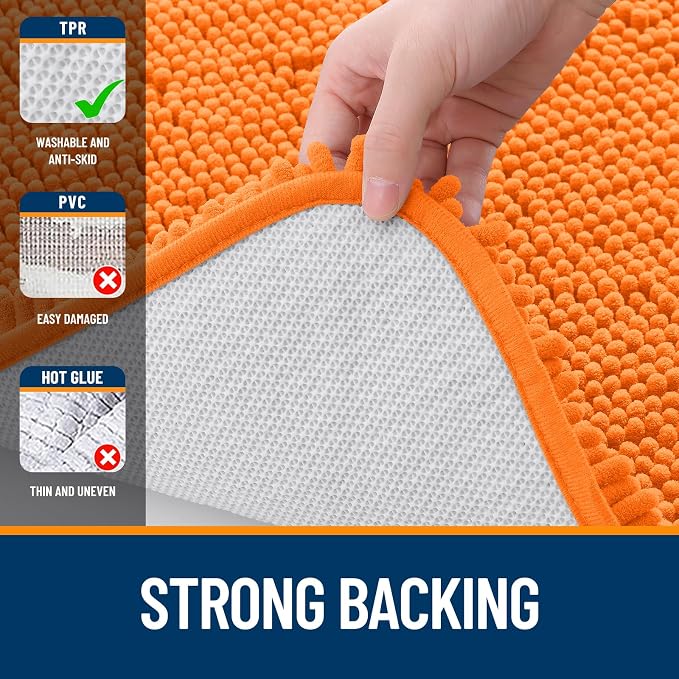 OLANLY Bathroom Rugs 36x24, Extra Soft Absorbent Chenille Bath Rugs, Rubber - Image 6