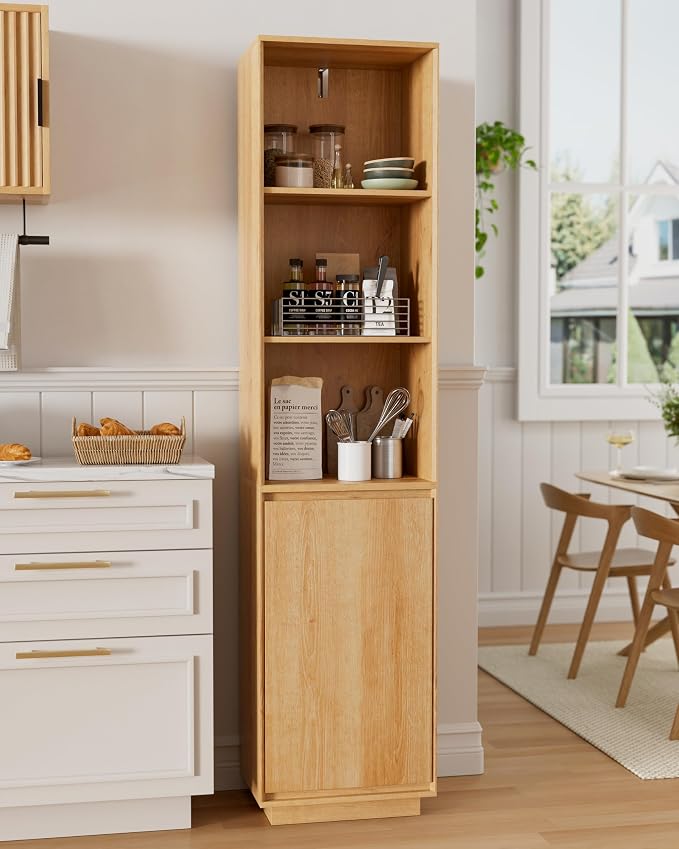 Tall Bathroom Storage Cabinet, Mid Century Modern Freestanding Cabinets - Image 6