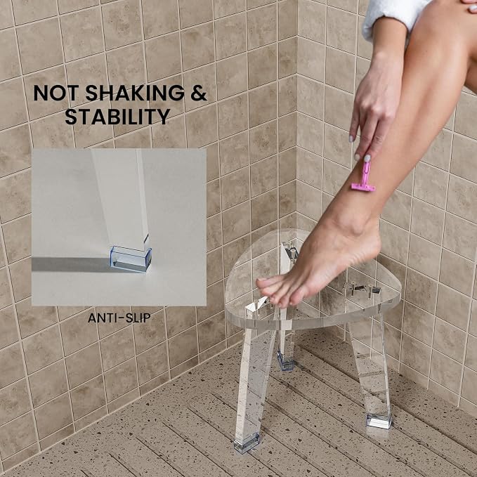Acrylic Corner Shower Stool for Shaving Legs 11.65" D X 11.94" W X 12.2" H - Image 4