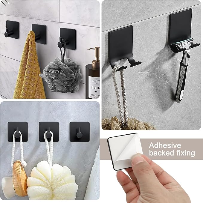 7 PCS Bathroom Hardware Set, Matte Black Stainless Steel Bathroom Tower Rack - Image 8