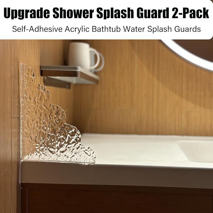 Corner Splash Guard for Bathroom, 8.5 x 7.4 inches, Adhesive Waterproof Shield - Image 3