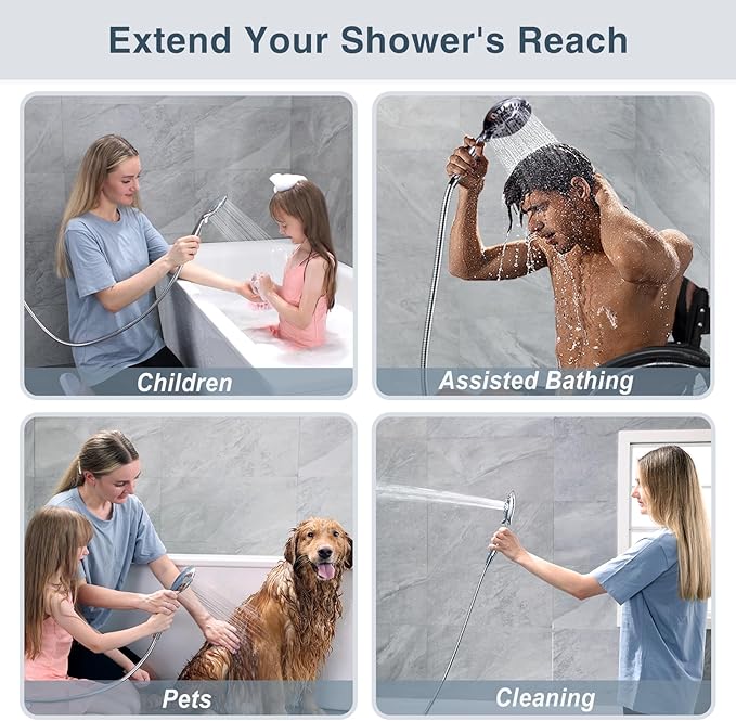 BRIGHT SHOWERS Shower Hose For Hand Held Shower Heads, 96 Inches Cord Extra - Image 6