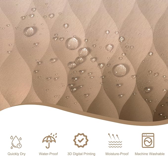 Brown Ombre Shower Curtain, Modern Geometric Shower Curtain Set, Washable - Image 3