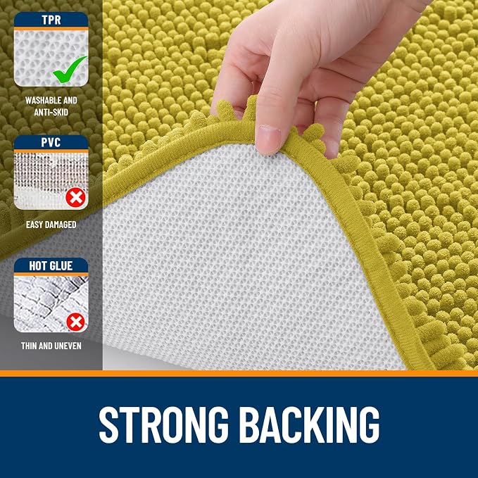 OLANLY Bathroom Rugs 24x16, Extra Soft Absorbent Chenille Bath Rugs, Rubber - Image 6