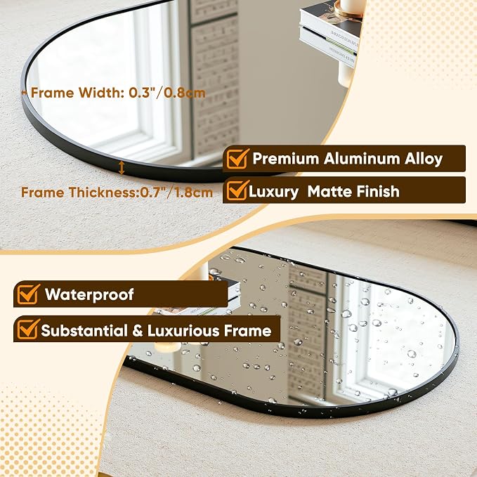 Arched Mirror 24"x36", Bathroom Mirror, Wall Mounted Vanity Mirror - Image 3