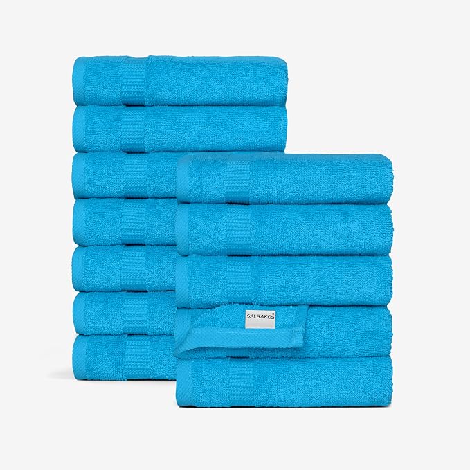 SALBAKOS 100% Turkish Cotton Washcloth Set of 12 13x13 inch | Heirloom Quality - Image 3