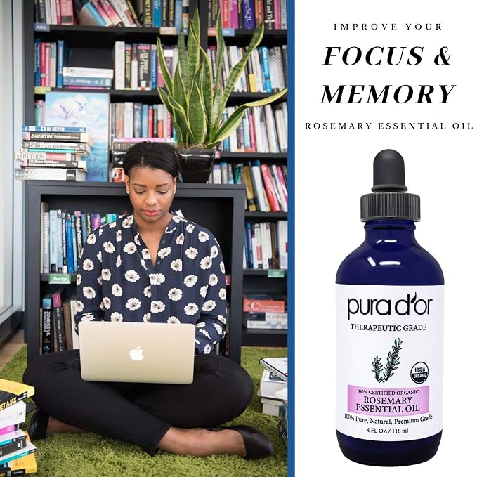 PURA D'OR Organic Rosemary Essential Oil, Therapeutic Grade, - Image 2