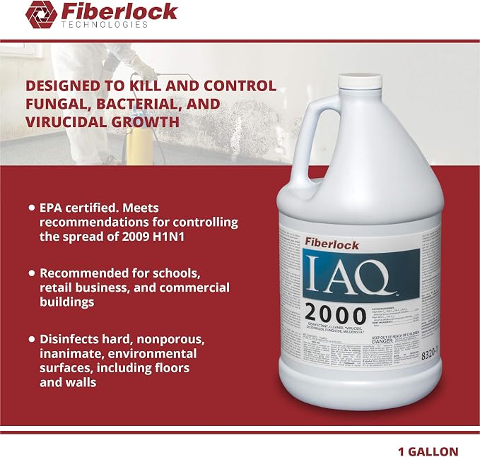 Fiberlock IAQ 2000 Disinfectant & Fungicide Cleaner Concentrate, EPA-Registered - Image 2