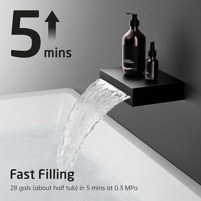 KES Black Shower Faucet Set Complete, 12 Inch Rainfall Shower Head - Image 7