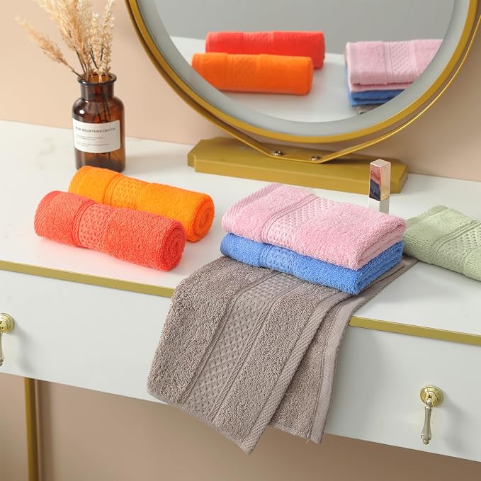 6 Pack 100% Cotton Washcloths Set, Highly Absorbent and Soft Feel Fingertip - Image 4